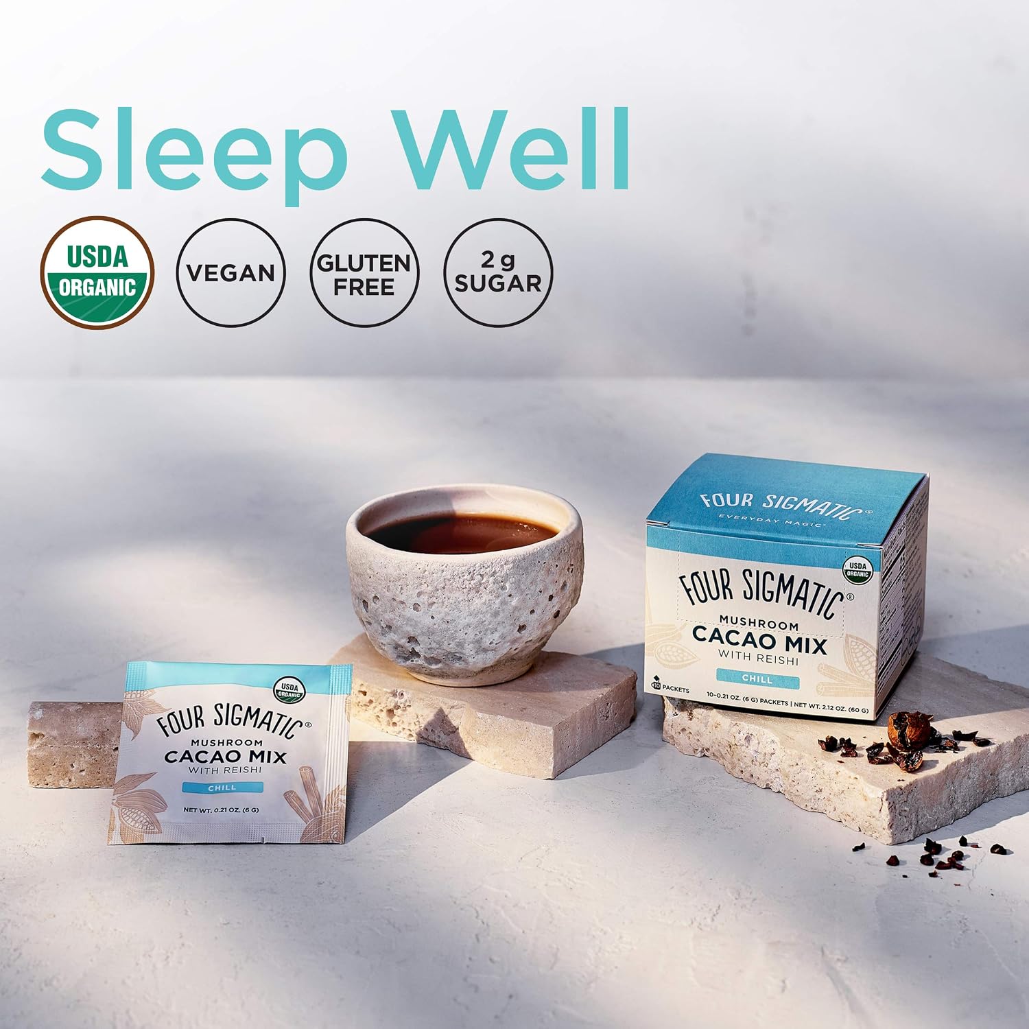 Four Sigmatic Calm Mushroom Cacao Mix, Organic instant cacao with organic reishi mushroom powder, For drinking or baking - Image 5