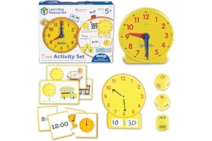 Learning Resources Time Activity Set – Teaching Clocks for Kids, Teacher Classroom Must Haves, Elementary School & Montessori Activities, Math Manipulatives, Time Flash Cards, Gifts for Boys and Girls