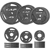 CAP Barbell 2-Inch Olympic Cast Iron Plate Weight Set | 75-285 lbs | Multiple Options
