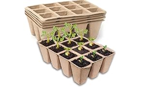 YFANITI Seedling Starter Traysk,Biodegradable Seed Starter Trays for Seedlings,Eco-Friendly Peat Pots(60 Cells - 5 Pack)