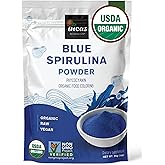 USDA Organic Blue Spirulina Powder (Phycocyanin Extract), No Fishy Smell, 100% Vegan Protein from Blue-Green Algae, 28 Servings, Natural Food Coloring for Smoothies, Baking & Drinks (1 Ounce)