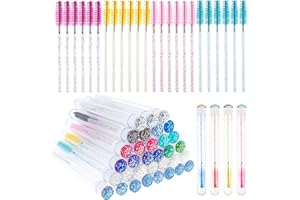 110Pcs Mascara Wands Tube Set Crystal Ladies Eyelash Brush 30 Reusable Empty Mascara Brush Tube with 80 Crystal Disposable La
