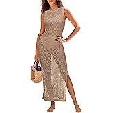 ANRABESS Womens Swimsuit Cover Up Sleeveless Hollow Knit Bikini Swimwear Bathing Suit Coverup Crochet Beach Dress