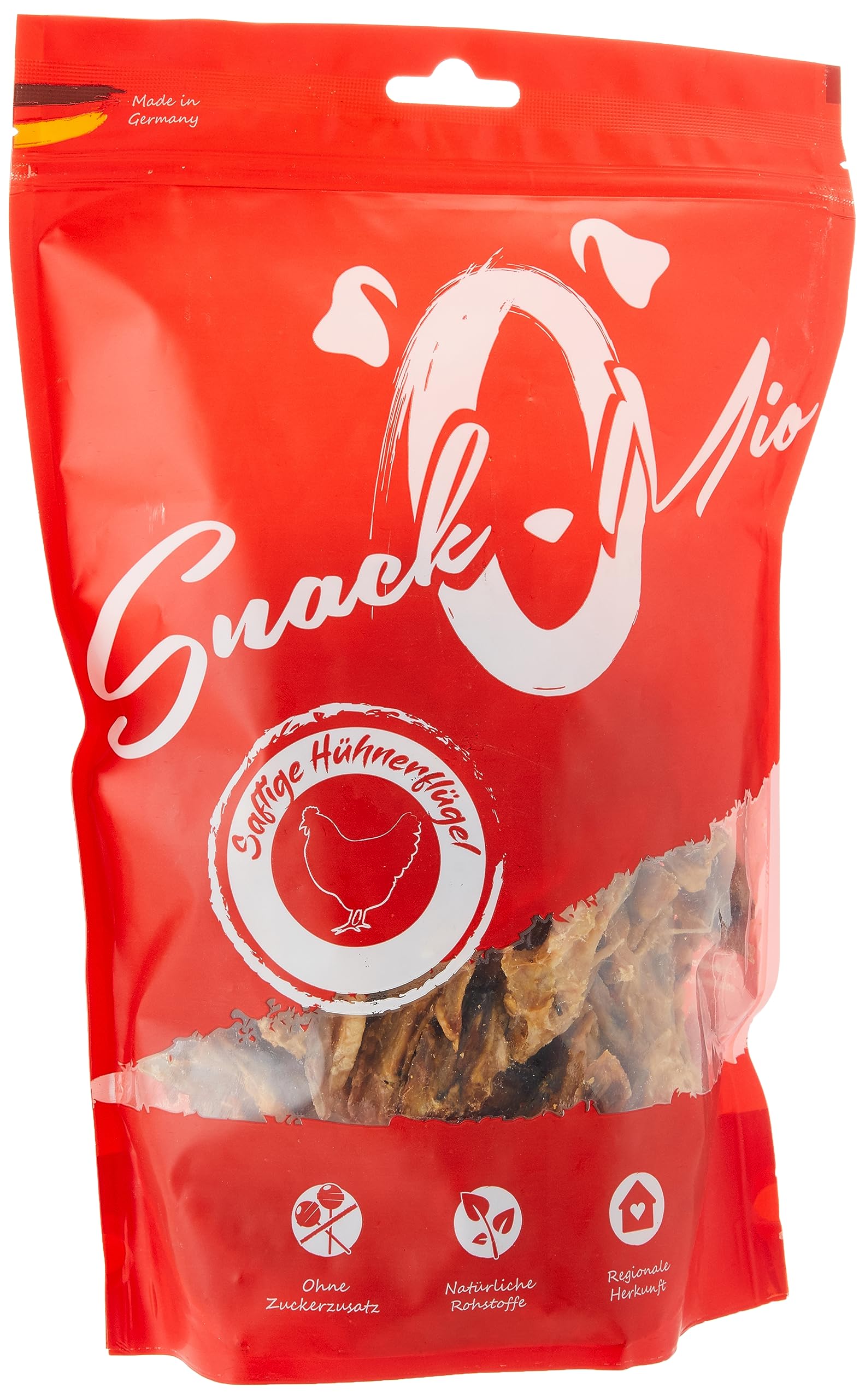 SnackOMio - Premium dog snack - juicy chicken wings, grain-free, 1 pack (1 x 500g)