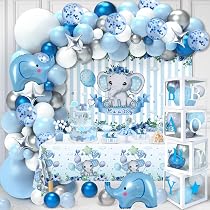 Amazon.com: 133pcs Elephant Baby Shower Decorations for Boy - Blue ...