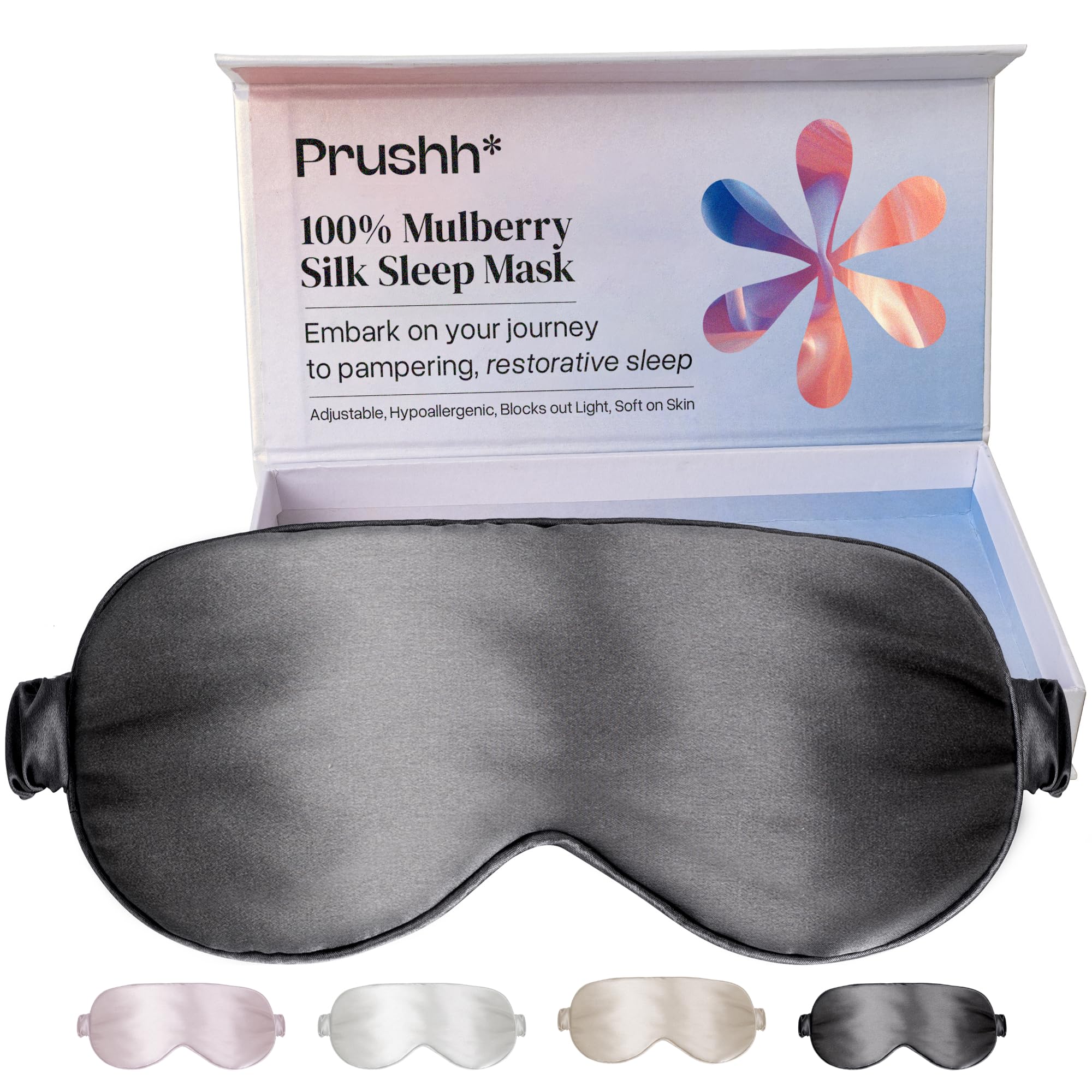 Photo 1 of Prushh Silk Sleep Mask - Luxurious 100% Pure Mulberry Silk Eye Mask for Restful Sleep and Travel, Hypoallergenic, Cooling, Total Blackout, Adjustable for Women & Men (Charcoal Grey)