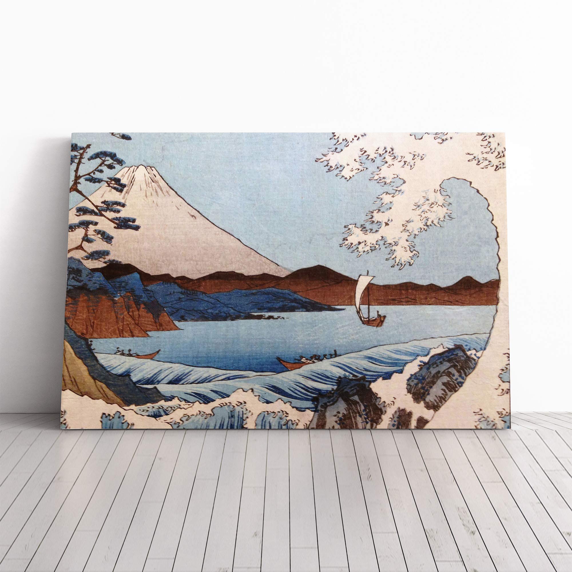 Hiroshige Japanese Oriental View of Mt Fuji Canvas Print | Gallery Wrapped 30mm Frame Wall Art | 20x14 inches | Ready to Hang | Asian Picture | Living Room Bedroom Lounge Office