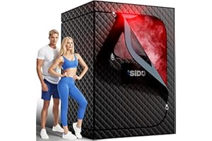 ISIDO Upgraded 2 Person Sauna Portable Infrared Steam Sauna with 660nm Red Light Therapy Panel & 2X 3L 1300W Steamers, 2 Folding Chair, XXXL Sauna Box Sauna Tent Home Sauna, 72"x 50"x 36"