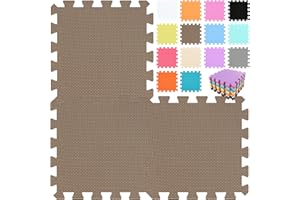 qqpp EVA Rubber 18 Tiles Interlocking Puzzle Foam Floor Mats - Baby Play Mat for Playing | Exercise Mat for Home Workout. Brown. QC-Fb18N