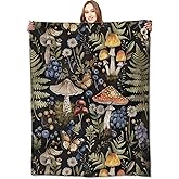VODRM Mushroom Blanket Whimsical Forest Butterfly, and Foliage Nature Throw Blankets,Birthday Gifts for Girls Women,Lightweight Soft Fleece Cozy for Sofa Couch Bed Room Travel Decor 50x60in
