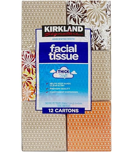 Kirkland Signature Facial Tissue - Premium 3-Ply, 84 Count Per Box (12 Pack)