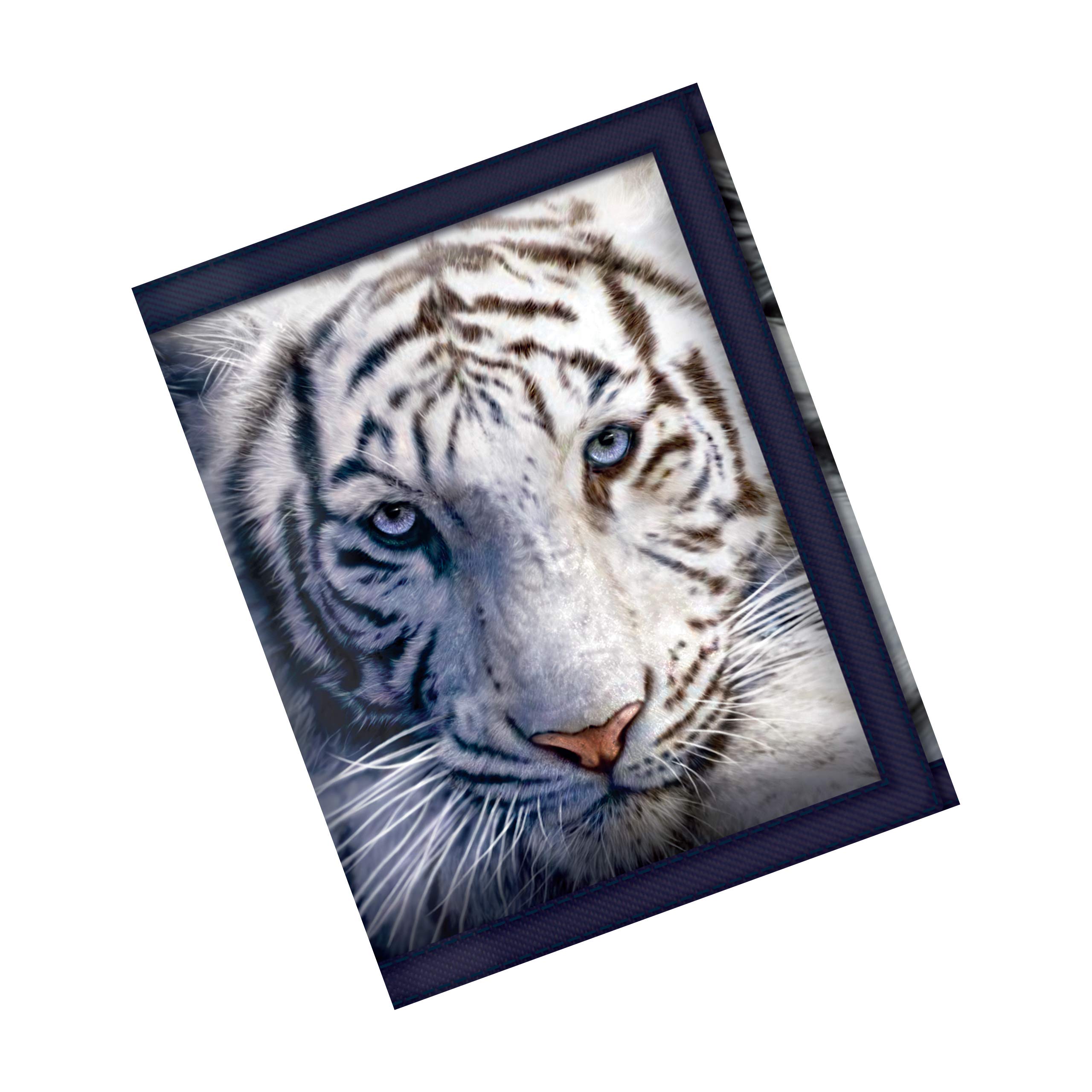 3D LiveLife Wallets - White Tiger Repose from Deluxebase. Cool Lenticular Big Cat Trifold Wallet with Zipper, Coin Pocket, Keyring and Card Holder. Animal Themed Small Gifts for Men and Women.