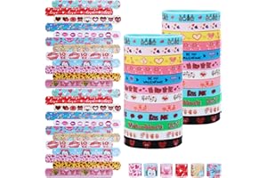 XUTENGY 48Pcs Valentines Day Party Favors Slap Bracelets Rubber Wristbands ，School Class Classroom Exchange Prizes Gifts
