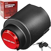 AUREOASIS New-Universal Trailer Lock for 2-5/16",2" &amp; Bulldog Couplers | Anti-Theft Steel Trailer Tongue Coupler Lock with Fully Enclosed,for Rv/Trailer/Flatbed,Patent Pending(Red)
