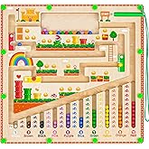 Magnetic Color and Number Maze, Wooden Toddler Puzzle Board Montessori Toys for 2 3 4 5 Year Old, Kids Sensory STEM Learning 