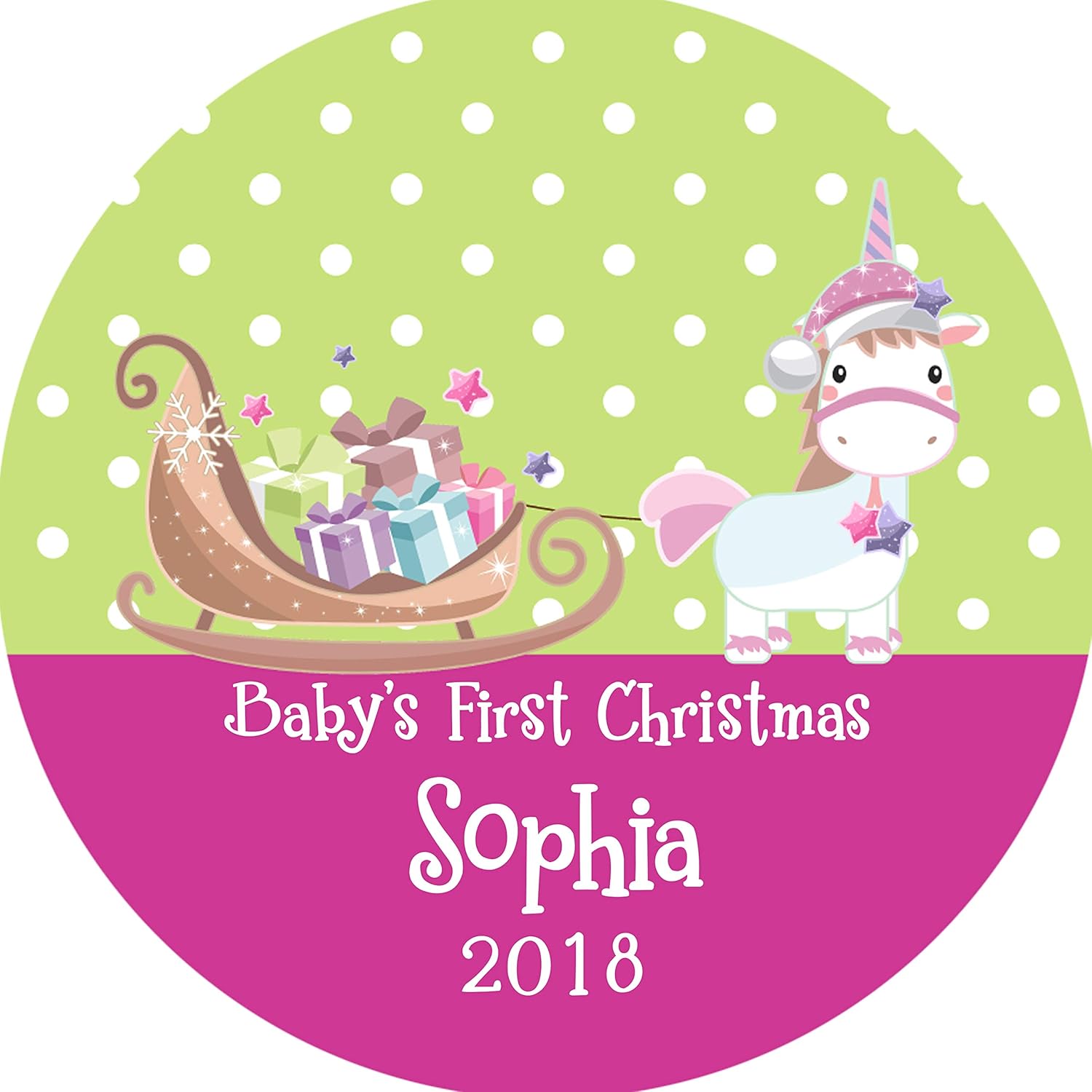 baby's first christmas unicorn ornament