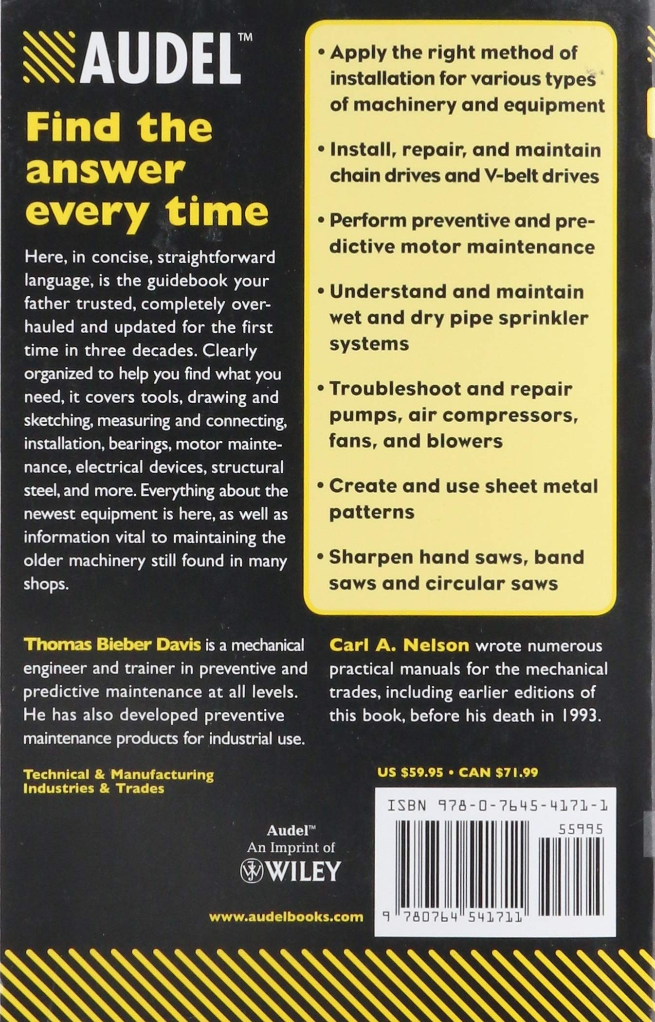 Audel Millwrights and Mechanics Guide: Thomas B. Davis, Carl A. Nelson:  8601419564408: Books - Amazon.ca