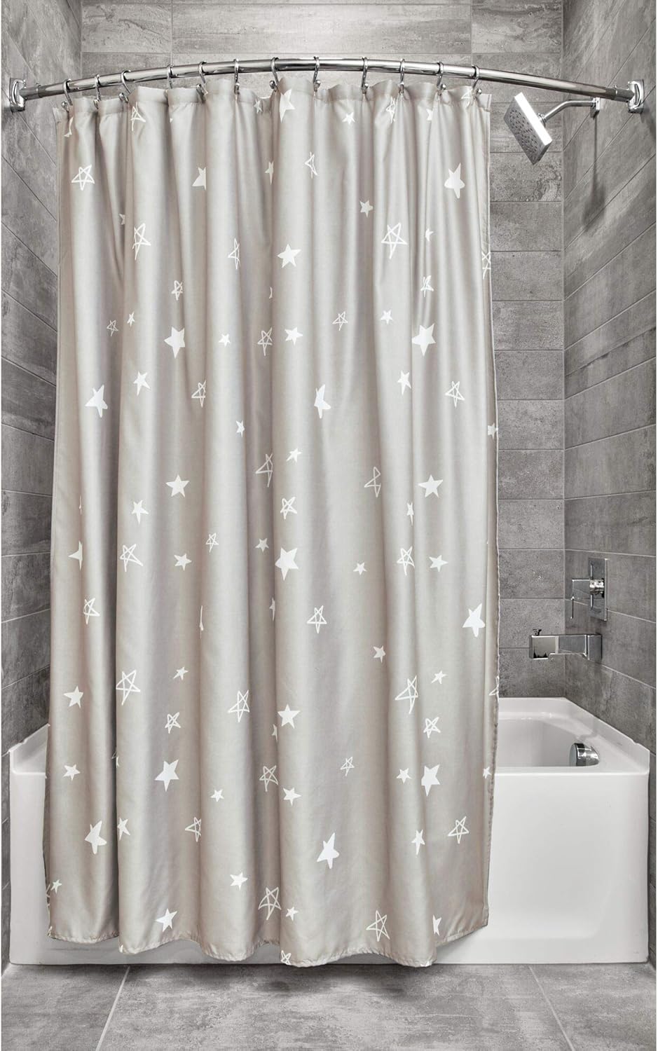 iDesign Star Fabric Bathroom Shower Curtain 72 x 72 Inches Black and White B07KCN2L8N
