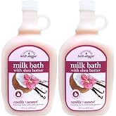 Village Naturals Bath Shoppe Vanilla and Coconut Foaming Milk Bath, Moisturizing, Made with Shea Butter (Pack of 2 Bottles, 28 fl oz Each)