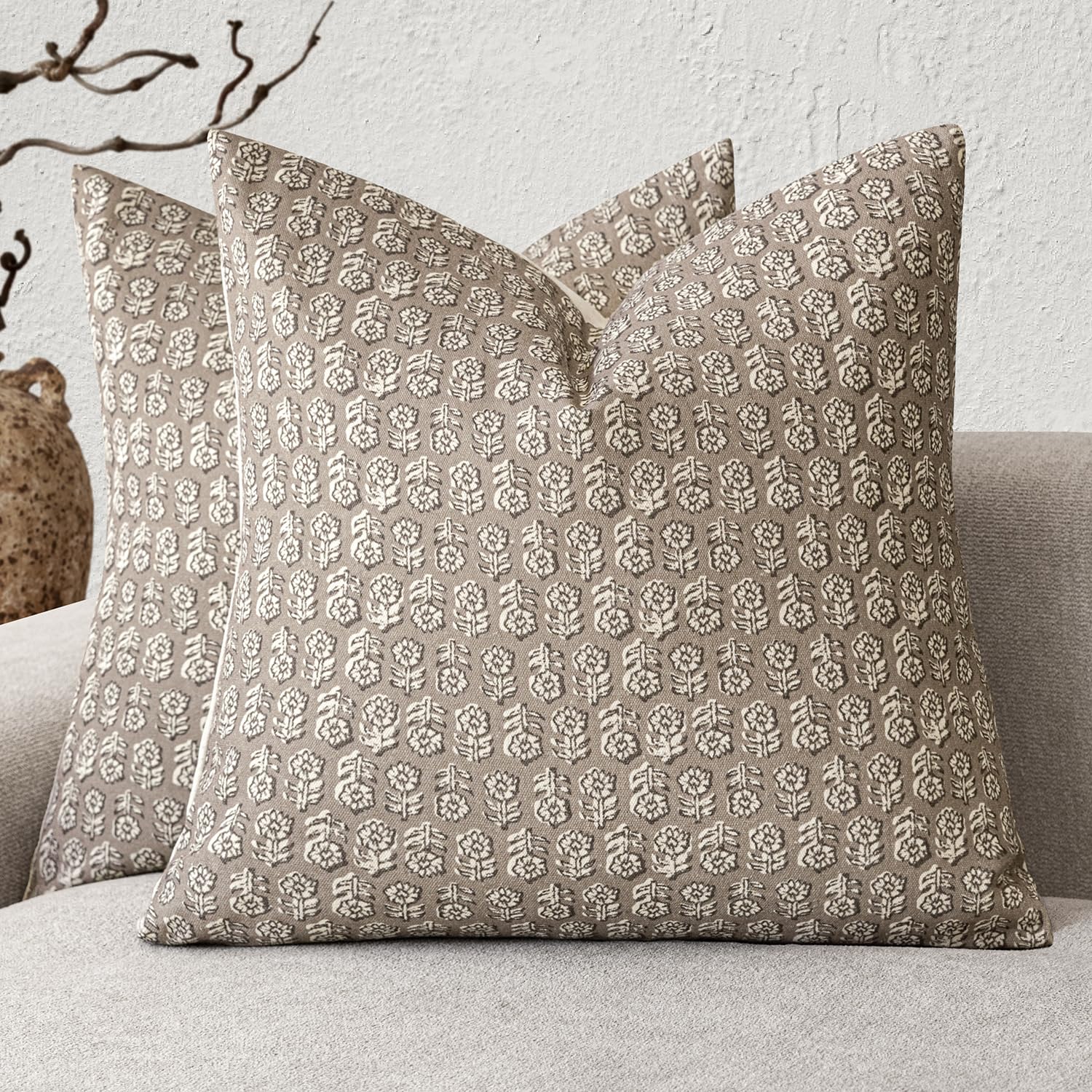 Foindtower Set of 2 Decorative Neutral Floral Print