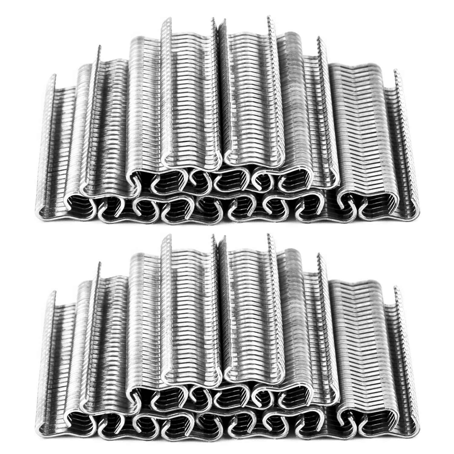 QWORK® 2400Pcs Hog Ring, M Clips, Hand Tools for Animal Pet Cages, Fencing