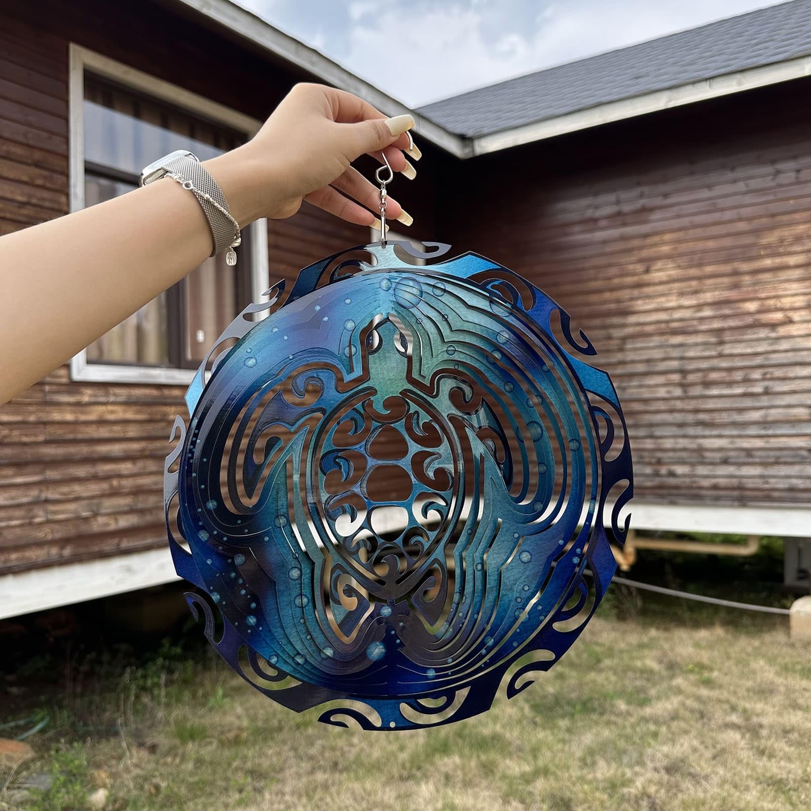 Photo 1 of Wind Spinner Metal Outdoor - 12 Inches Stainless Steel Turtle Wind Spinners for Yard and Garden, Kinetic Wind Spinner Hanging Decor - Enhance Your Outdoor Space with Metal Wind Spinners (Turtle)