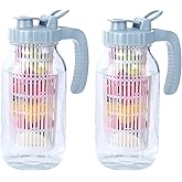 64 Oz Glass Mason Jar Pitcher With Infuser Lid Half Gallon Mason Fruit Infused Water Pitcher 2 Quart Wide Mouth Sun Tea Jar For Outside For Fridge Lemonade, Beverage,Milk,Juice, Cold Brew Container