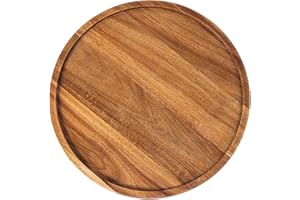 Serving Board, 15 Inch Round Wooden Tray, Rustic Charcuterie Boards, Easy to Clean Serving Platter for Cheese Snack Cookie De