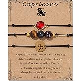 Risyfjew Zodiac Birthstone Bracelet for Women 8mm Natural Stone Bracelet Healing Crystals Jewelry Birthday Gift