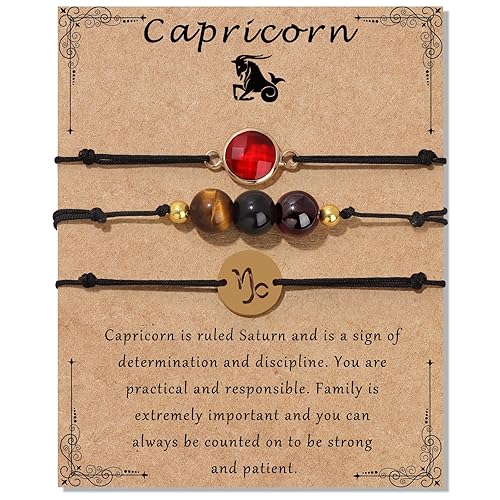 Risyfjew Capricorn Bracelet for Women January Birthstone 8mm