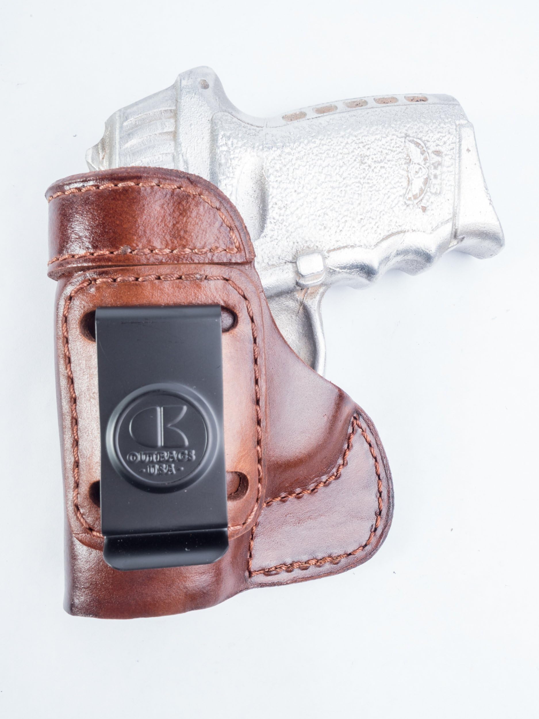 OutBags USA LS3CPX Full Grain Heavy Leather IWB Conceal Carry Gun Holster for SCCY CPX-1 & CPX-2 9mm. Handcrafted in USA.