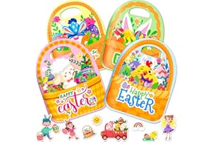 URANUS&NO.1 4 Pack Easter Reusable Sticker Books for Kids 2-4, Activities Books for Toddlers 1-3, Crafts Removable Jelly Stickers for Girls Boys, Travel Toys Holiday Gifts Easter Basket Stuffers Essentials