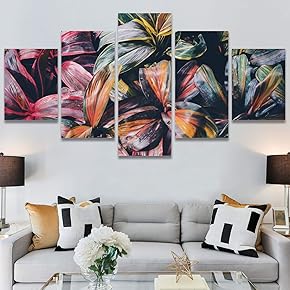 SIGNWIN 5 Panel Canvas Wall Art Assorted Petals...