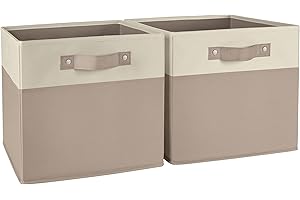 RiverRidge Kids storage bins - 10.5 Cube Storage Organizer with Handles – Taupe Two-Tone closet organizers and storage for Toys, Shoes & More - Fits Cabinets