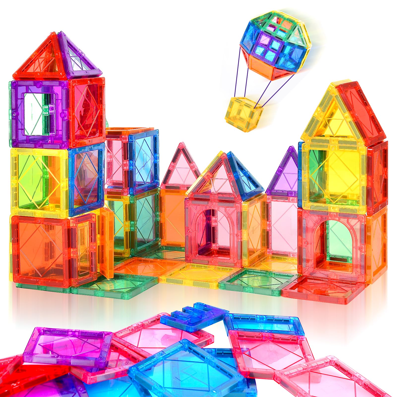 Landtaix Magnetic Tiles,Magnetic Building Blocks Starter Set Toys for Boys Girls Age 2-4 4-6 5-7 8-10 8-13 STEM Educational Learning Toys for 2 3 4 5 Year Old Toddler Kid Birthday Ideas