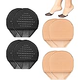 Women's Toe Topper Cover Socks, 4 Pairs No-Show Liner Half Socks for Women Beige/Black Seamless Sandal Sock Non-Slip Ball of Foot Cushion Heel Sock with Padding for Women Girls Flats High Heels