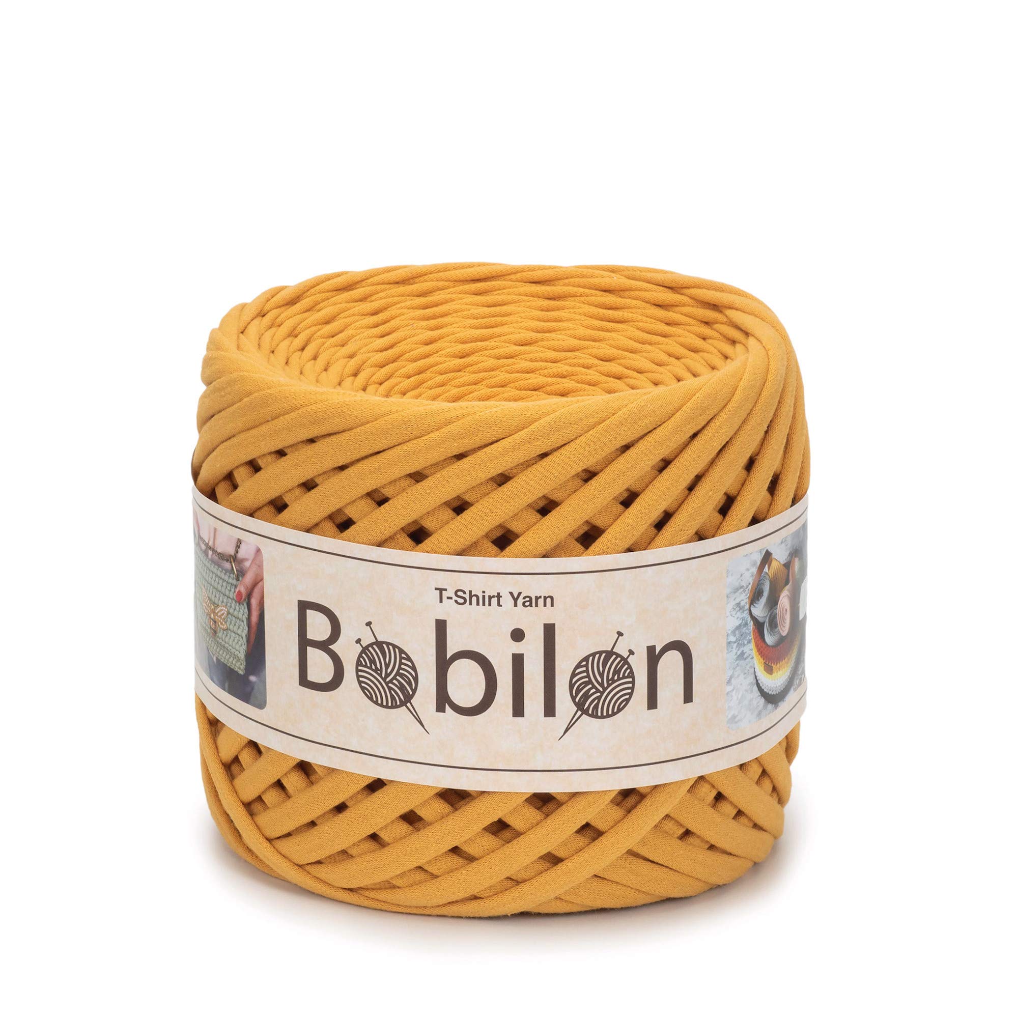 T-Shirt Yarn Fettuccini Zpagetti Ball, 3-5 mm Tshirt Yarn for Crochet Knitting, Mask Ear Ties, T Yarn Organic Cotton, Macrame T-Yarn, Jersey Yarn - Mustard