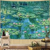 kampdream Landscape Tapestry, Scenery Art Wall Tapestries, Nature Wall Decor for Bedroom Living Room Backdrop Impressionist Pond Lotus 60&times;80 inches