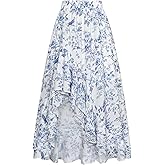 Scarlet Darkness Women's Renaissance Skirt Floral Print High Waist Ruffle Boho Maxi Skirts