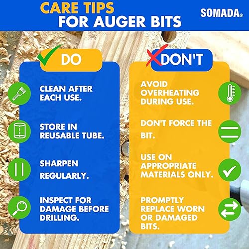 SOMADA 1-12-Inch X 8-Inch Auger Drill Bit For Wood, Maldives