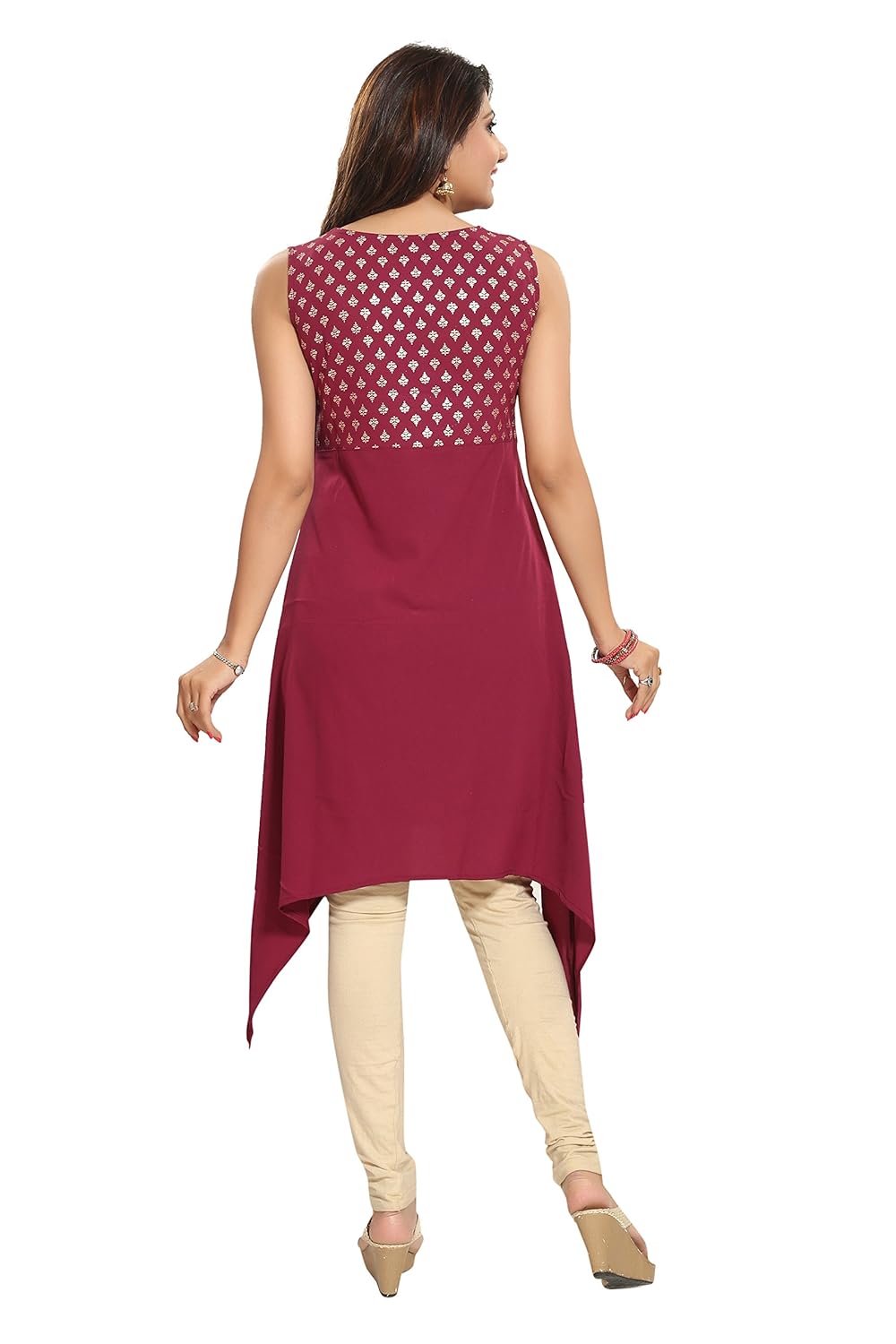 alc creations women's faux crepe a-line kurti