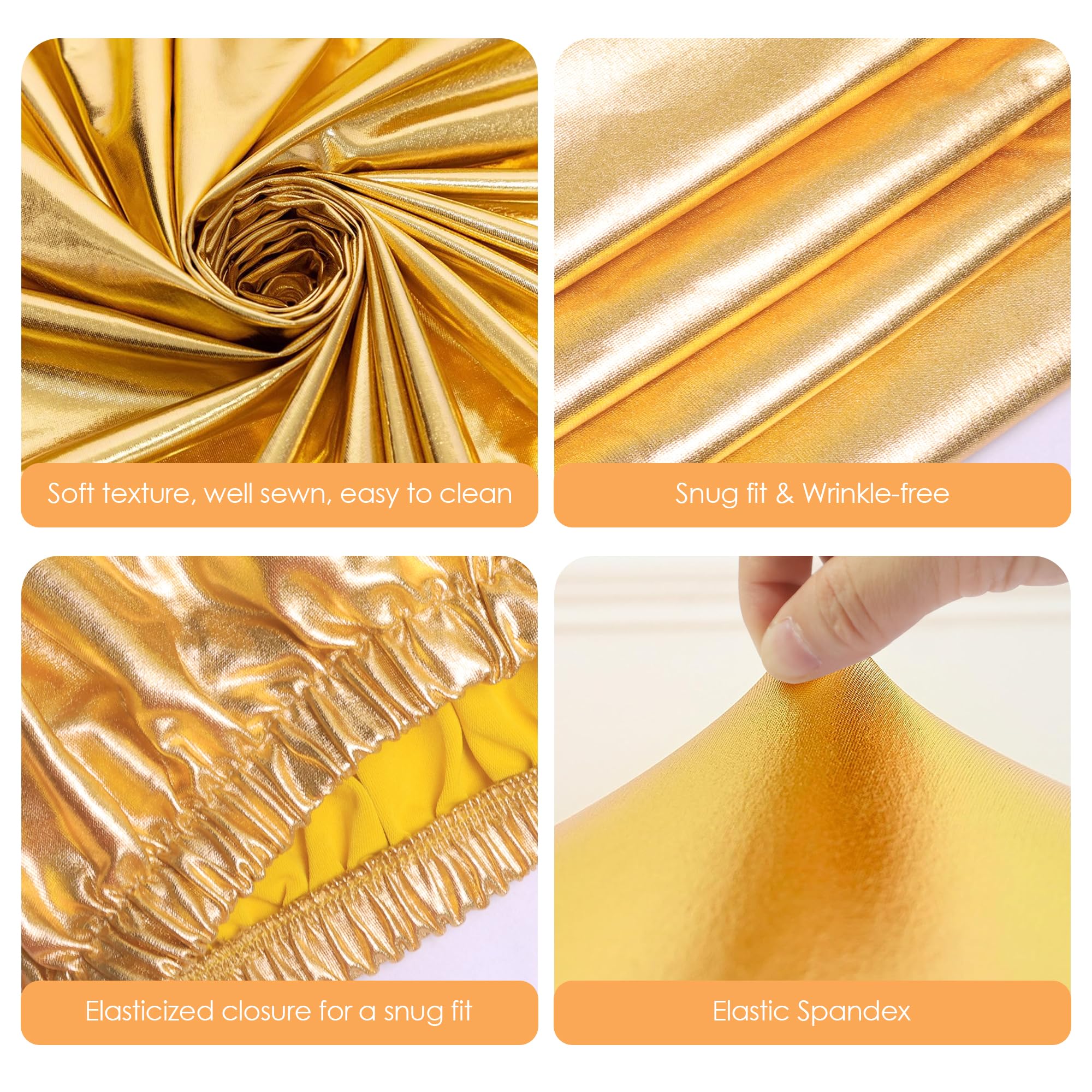 Putros Spandex Cylinder Pedestal Covers Gold Set of 5 Cylinder Stand Bronzing Elastic Cloth Cover for Wedding Props Birthday Party Event Decor