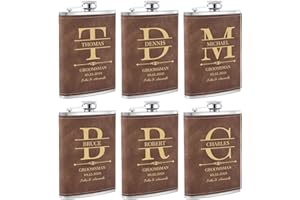 Wedding Flasks for Groomsmen Set of 6, Personalized Groomsmen Gift, Customized Engraved Liquor Whiskey 304 Steel Stainless Fl