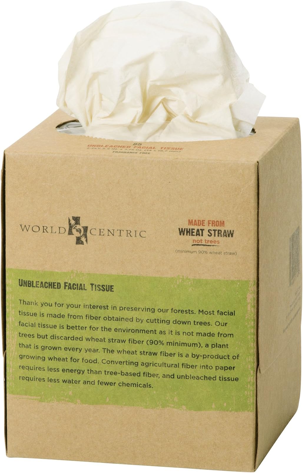 World Centric Wheat Straw Facial Tissues (Pack of 36), 85 Count