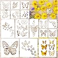 16 Pieces Butterfly Stencils for Painting, Reusable Plastic Spring Templates Flower Butterflies Stencils for Painting Craft Wood Canvas Fabric Nature Home Décor (16pcs Butterfly)