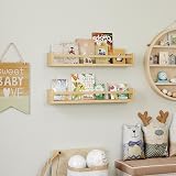 Onlysky Set of 4 Wall Mounted Kid's Bookshelf Wooden Floating Nursery Shelves view 4