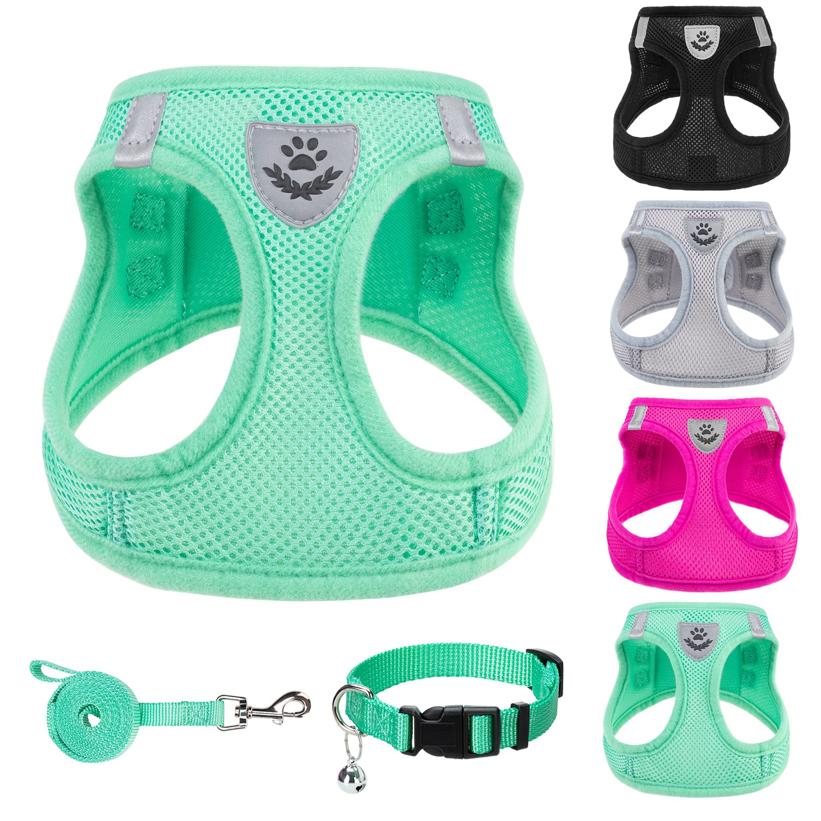 PUPTECK Dog Harness Small Dog with Collar and Lead Set Step-in No Pull Puppy Cat Harnesses for Daily Walking — image 1
