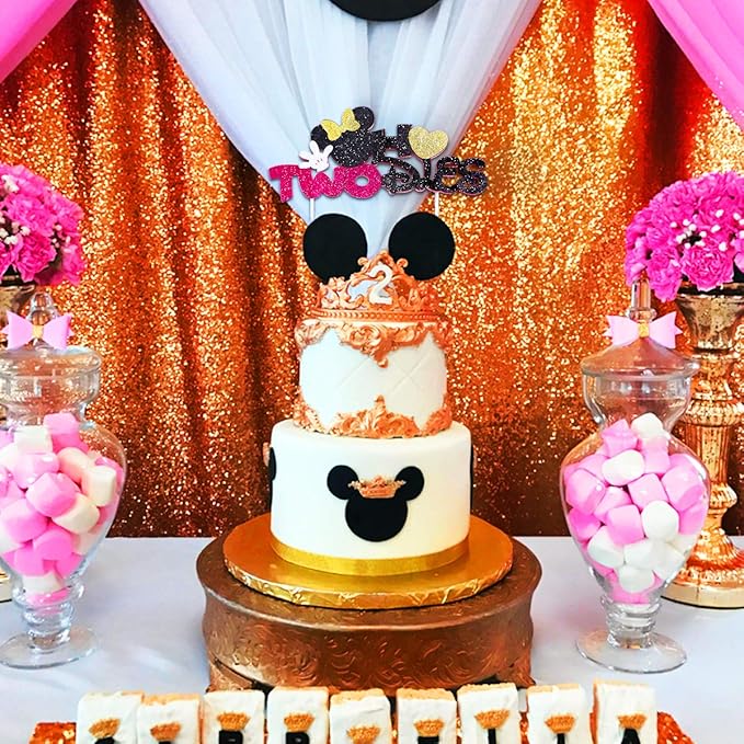 Kreatwow Minnie Cake Topper 2e Anniversaire Rose Et Or Oh Twodles 2e Anniversaire Fete Decoration Fournitures Cuisine Et Maison Decorations Dwteam In