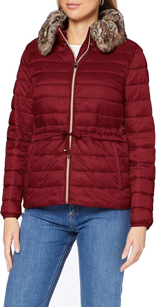 ESPRIT Collection Women's 070EO1G301 Quilted Jacket, 600/Bordeaux Red