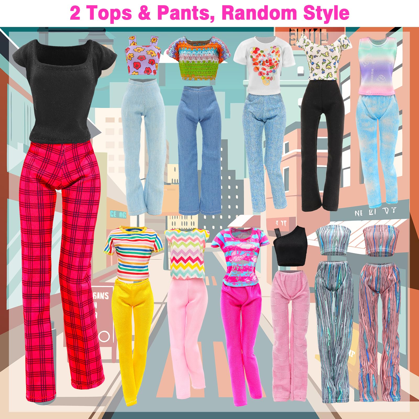 BARWA 11 Sets Doll Clothes Including 2 Sequins Dresses 5 Mermaid Floral Dresses 4 Casual Outfits Tops and Pants for 11.5 inch Girl Dolls